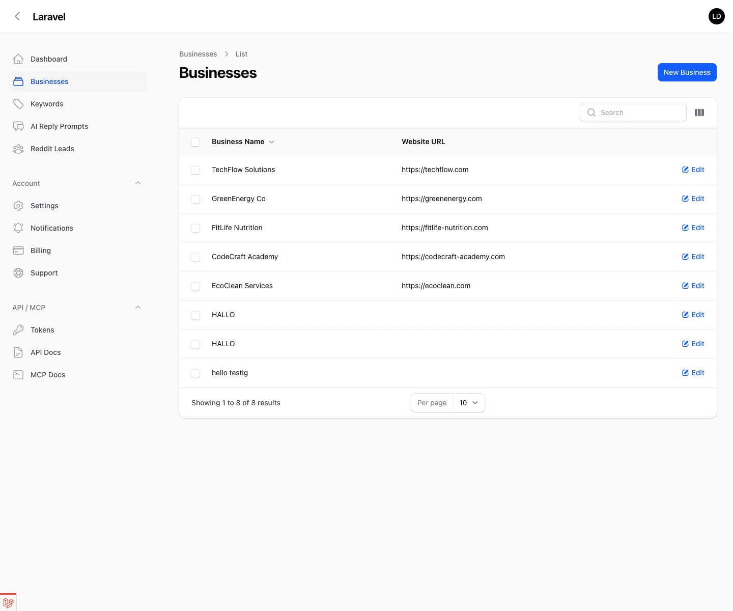 Leadmatically businesses page